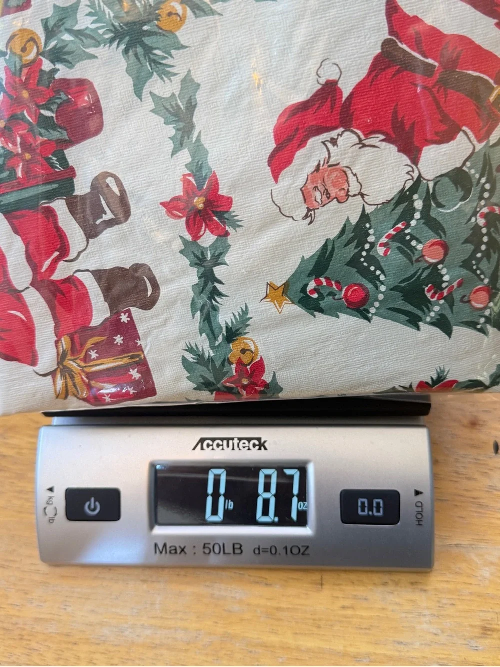 Vintage 70s Christmas Holiday Tablecloth, Vinyl Santa Design, Retro, Round 60”